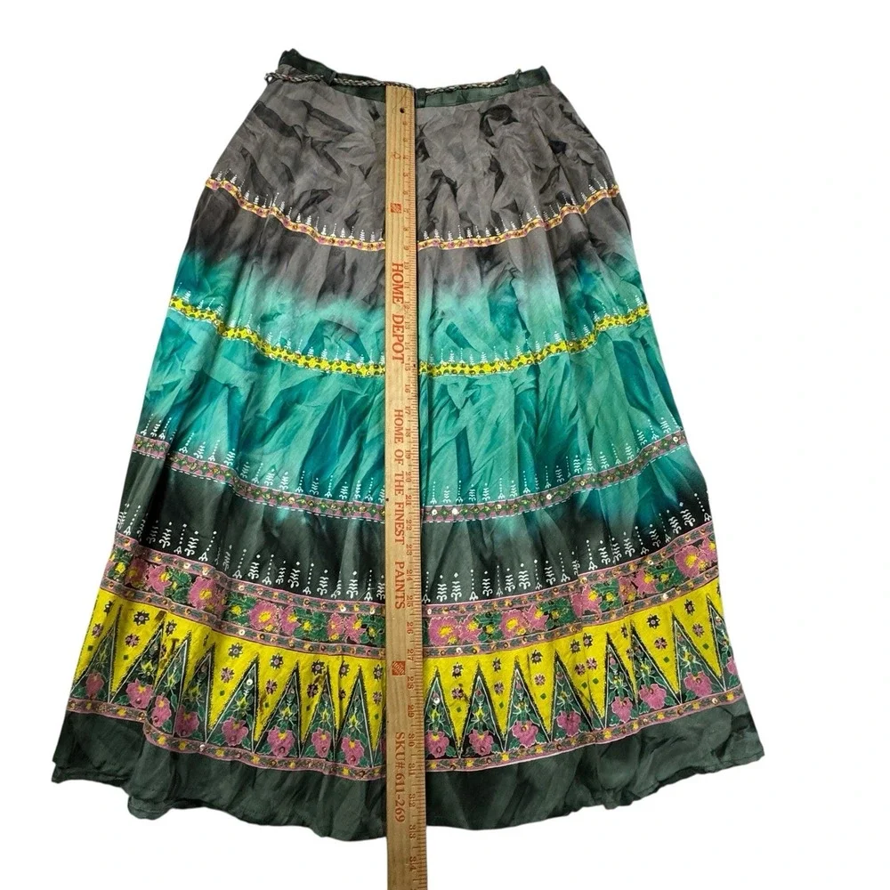 Futureforce Skirt Women's Medium Tiered Boho Fairycore‎ Hippie Bling Belt - Picture 5 of 8